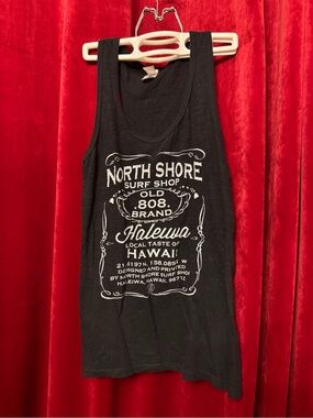 North Shore Surf Shop Hawaii Black Graphic Tank Top
